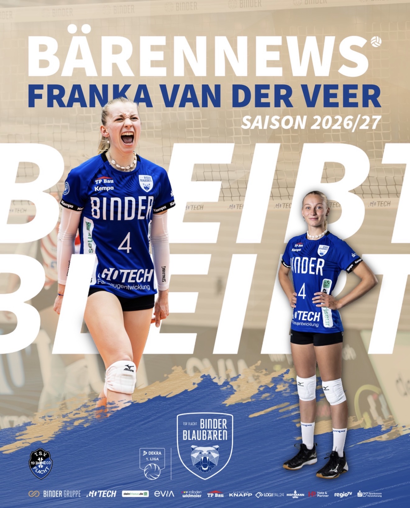 News der Binder Blaubären TSV Flacht: FRANKA BLEIBT BÄRIN!
